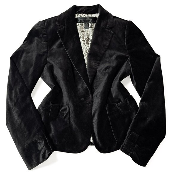 Apostrophe Black Velvet Blazer Women's Size 4 - Picture 1 of 4